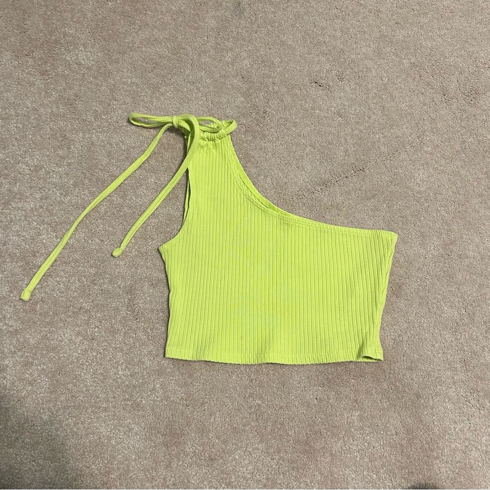 Aerie Green One Shoulder Crop Top